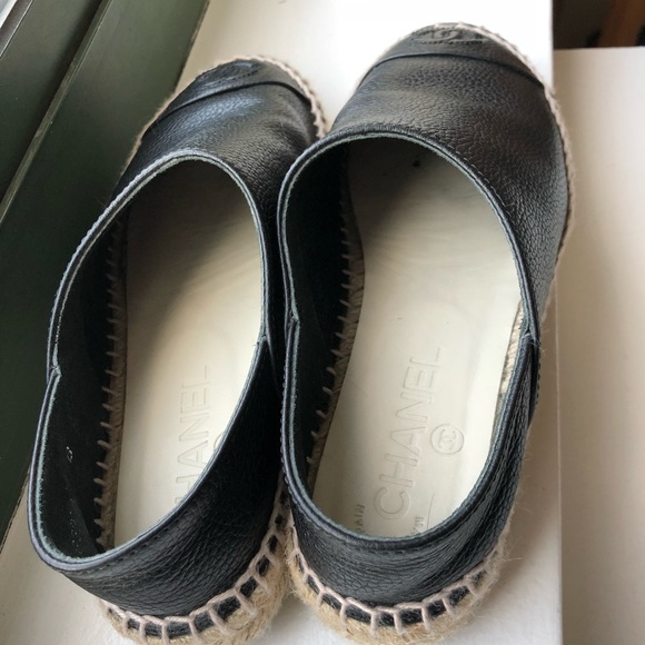 🚫SOLD AUTH Chanel Black Pebbled Espadrilles 35 5 - Picture 3 of 8